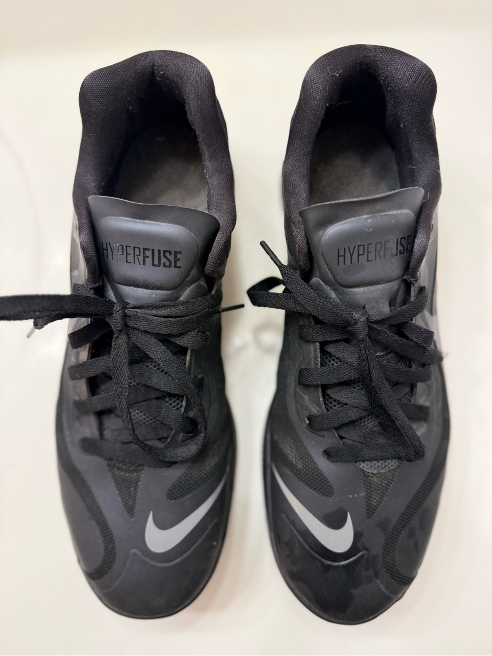 Nike Hyperfuse Men’s Black with White Swoosh Athletic Shoes